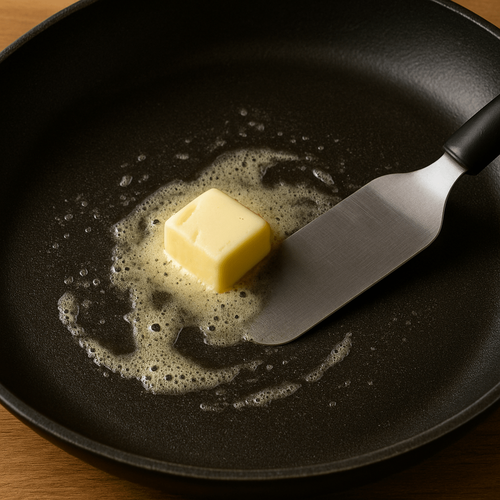 Mantequilla derretida en sartén negra | CocinaCanalla.es
