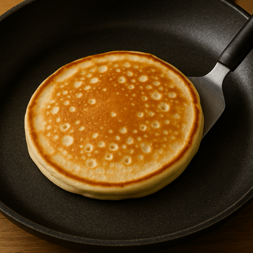 Tortitas caseras doradas en sartén negra | CocinaCanalla.es