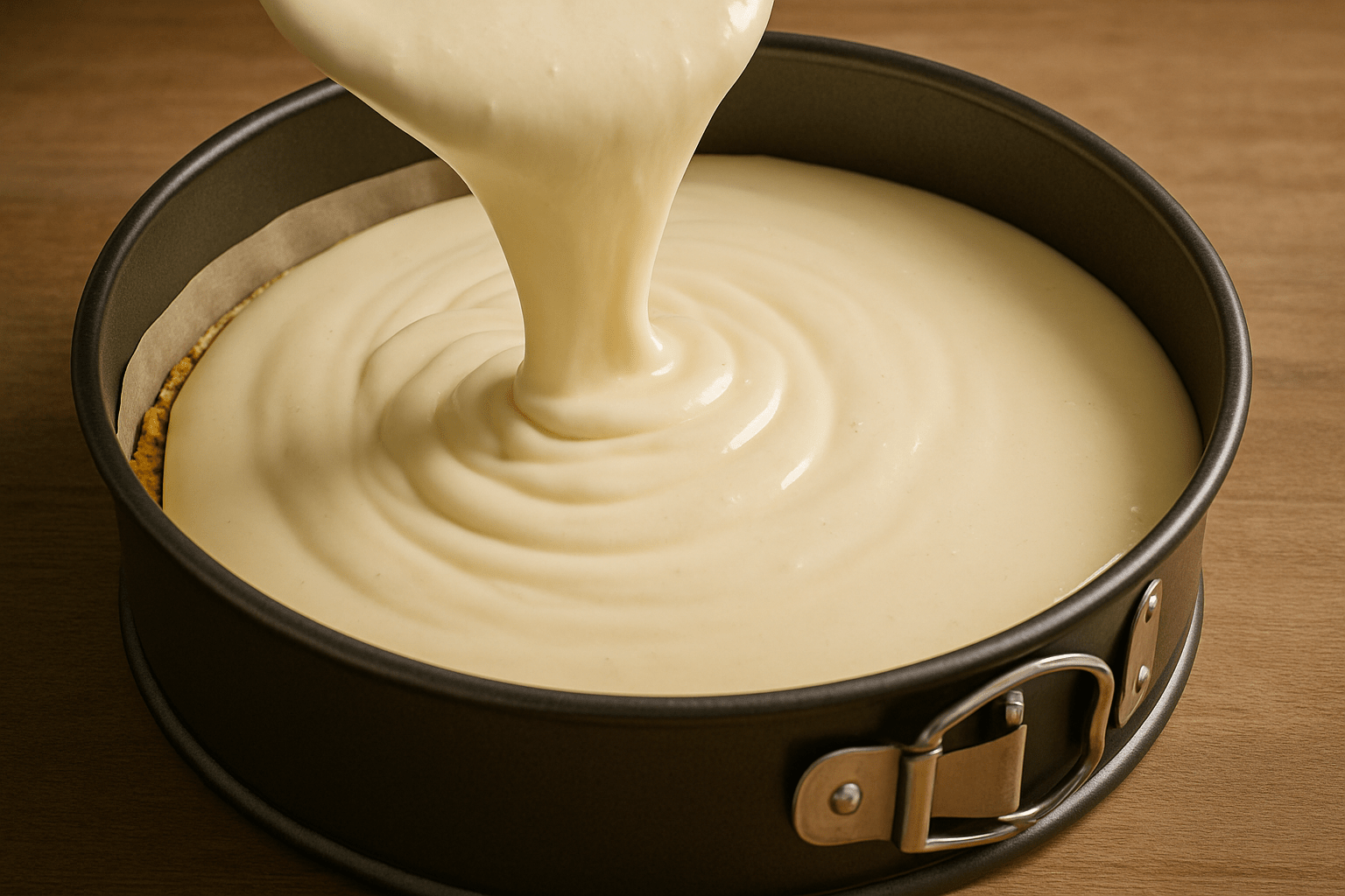 Vertiendo tarta de queso al molde | CocinaCanalla.es