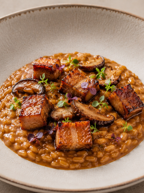 Arroz meloso de secreto ibérico y setas Shiitake | CocinaCanalla